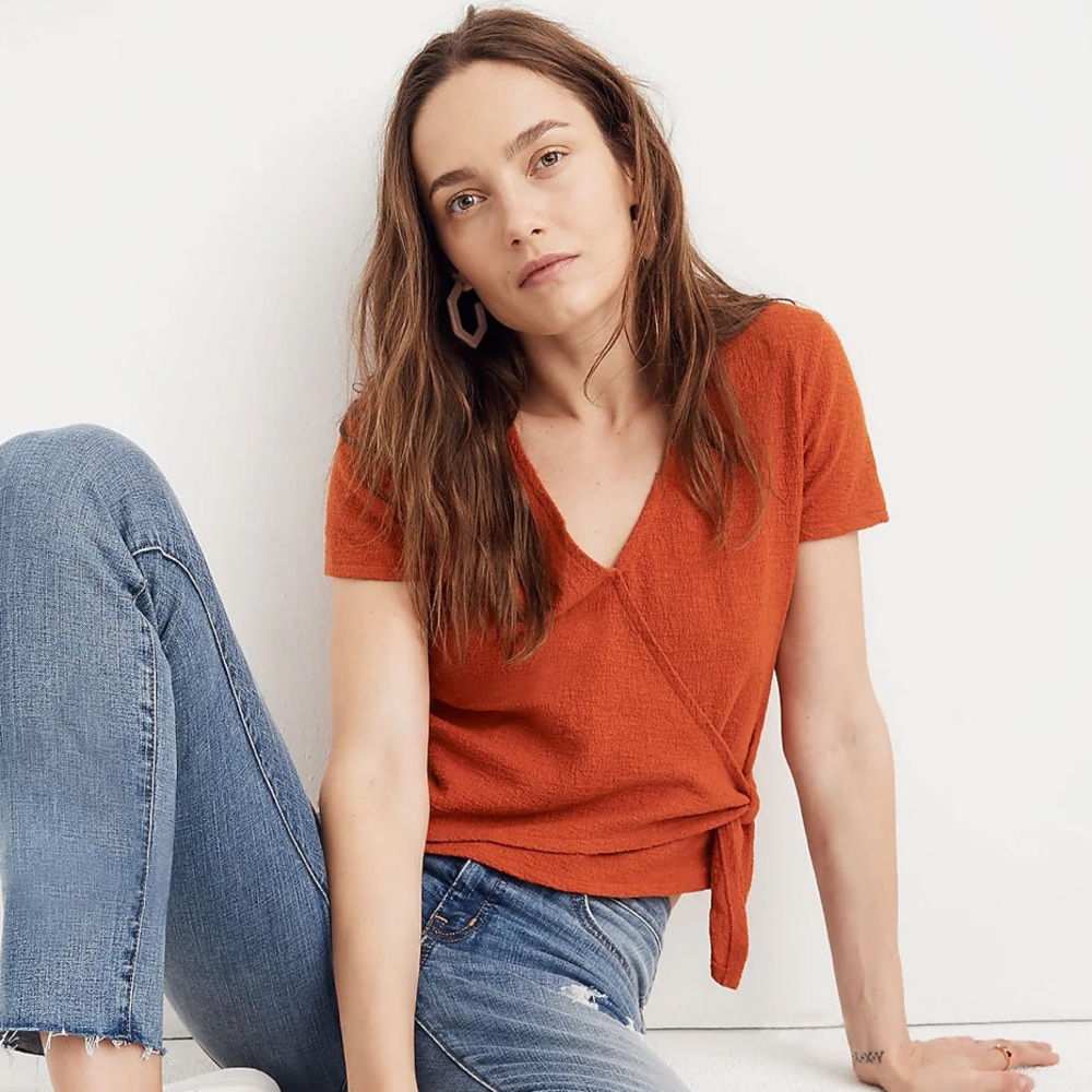 Texture & Thread Wrap-Tie Top